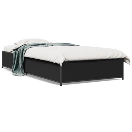 vidaXL Estrutura de cama 100x200 cm derivados de madeira/metal preto