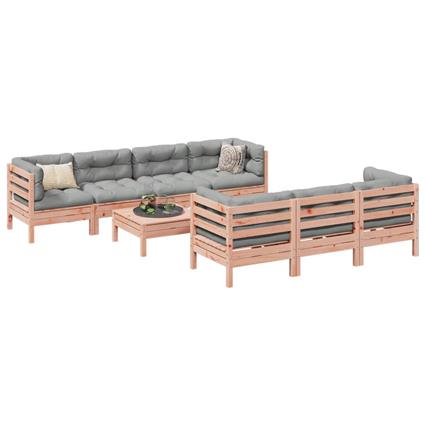 vidaXL 8 pcs conj. sofás jardim c/ almofadões madeira abeto-de-douglas