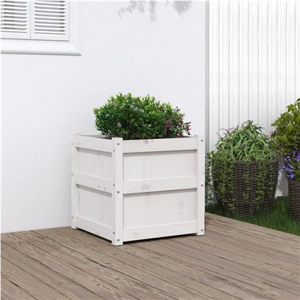 vidaXL Vaso/floreira de jardim 50x50x50 cm pinho maciço branco