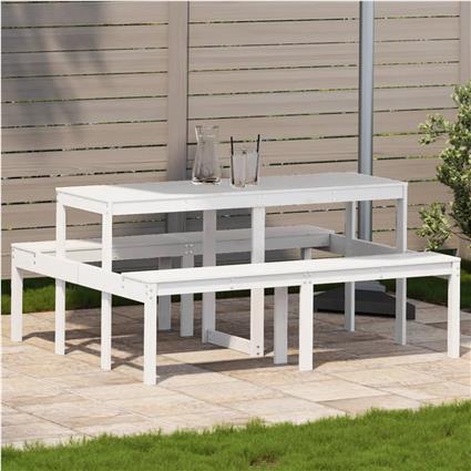 vidaXL Mesa de piquenique 160x134x75 cm madeira de pinho maciça branco