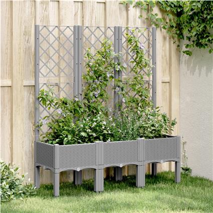 vidaXL Vaso/floreira jardim c/ treliça 120x40x142 cm PP cinzento-claro