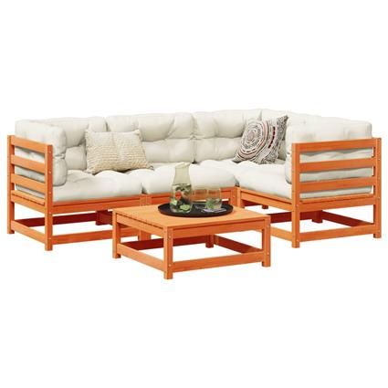 vidaXL 5 pcs conjunto de sofás de jardim pinho maciço castanho-mel