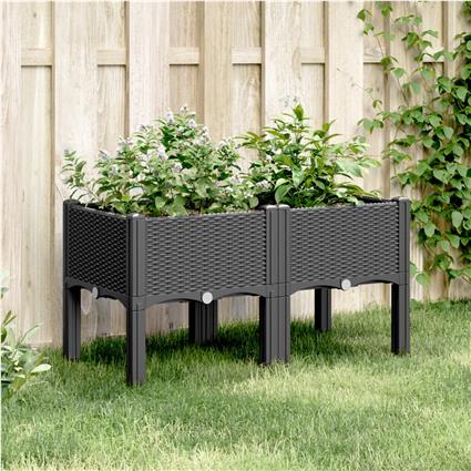 vidaXL Vaso/floreira de jardim c/ pernas 80x40x42 cm PP preto