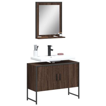 vidaXL 2 pcs conj. móveis de WC derivados madeira carvalho castanho