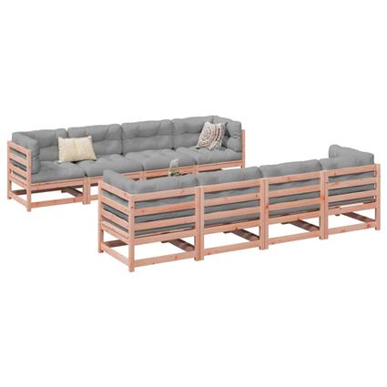 vidaXL 9 pcs conj. sofás jardim c/ almofadões madeira abeto-de-douglas