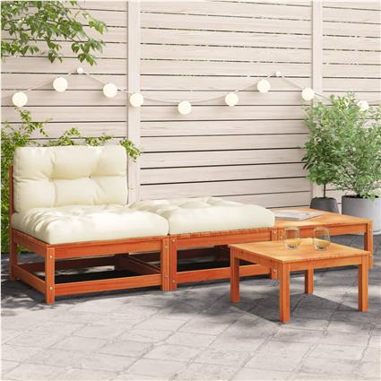 vidaXL Sofá sem apoio de braços p/ jardim c/ almofadões/apoios de pés