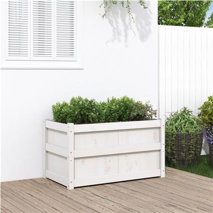 vidaXL Vaso/floreira de jardim 90x50x50 cm pinho maciço branco