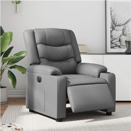 vidaXL Poltrona reclinável elétrica couro artificial cinzento