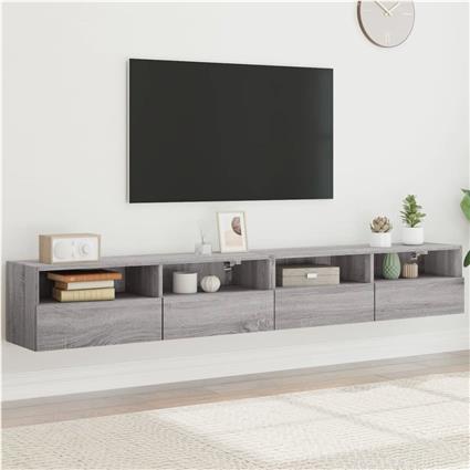 vidaXL Móveis parede TV 2pcs 100x30x30 cm deriv. madeira cinza sonoma
