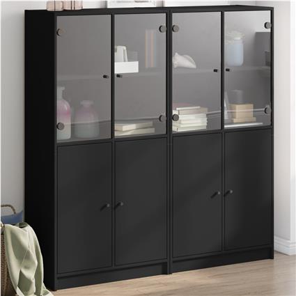 vidaXL Estante c/ portas 136x37x142 cm derivados de madeira preto