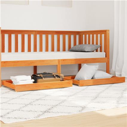 vidaXL Gavetas p/ sofá-cama 2 pcs madeira de pinho maciça castanho mel