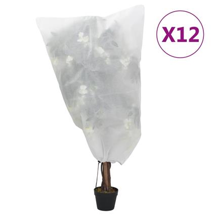vidaXL Coberturas para plantas com cordão 12 pcs 70 g/m² 0,8x0,8 m