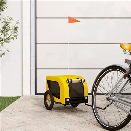 vidaXL Reboque bicicleta p/ animais tecido oxford/ferro amarelo/preto