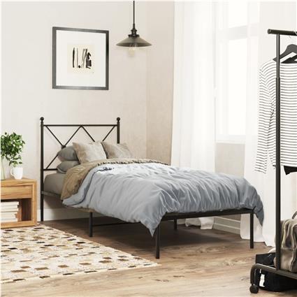 vidaXL Estrutura de cama com cabeceira 75x190 cm metal preto