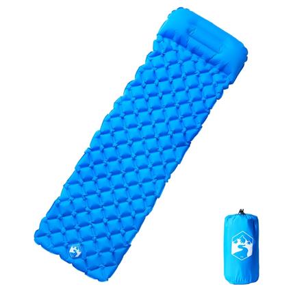 vidaXL Colchão de campismo insuflável com almofada integrada azul