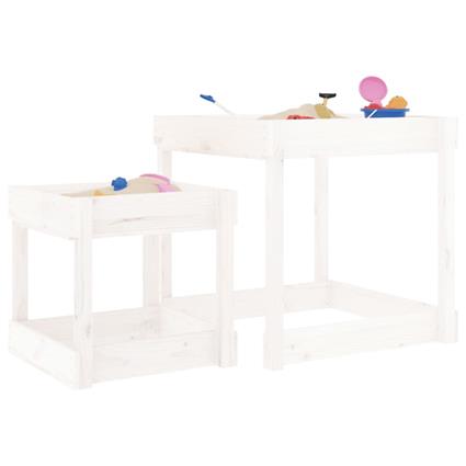 vidaXL Mesas de areia 2 pcs madeira de pinho maciça branco
