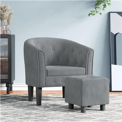 vidaXL Poltrona com apoio de pés veludo cinzento-escuro