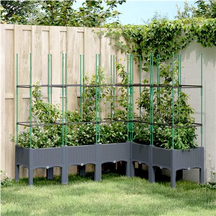vidaXL Vaso/floreira de jardim c/ treliça 160x120x142,5 cm PP cinzento