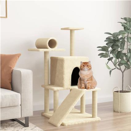 vidaXL Árvore para gatos c/ postes arranhadores sisal 110,5 cm creme