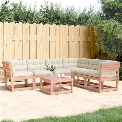 vidaXL 6 pcs conj. sofás jardim c/ almofadões madeira douglas maciça