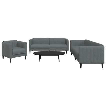 vidaXL 3 pcs conjunto de sofás tecido cinzento-escuro