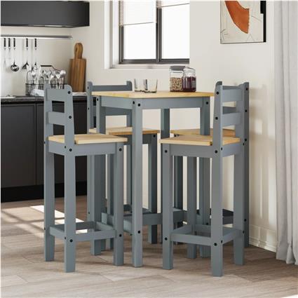 vidaXL 5 pcs conjunto de bar pinho maciço cinza