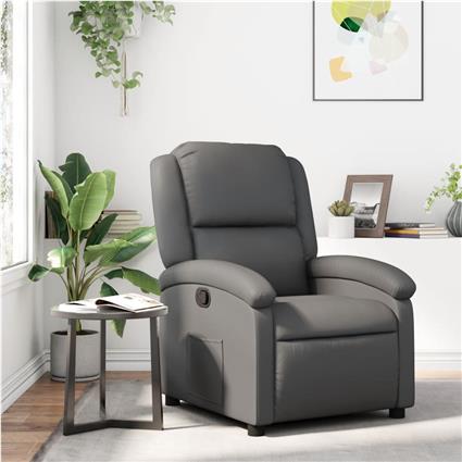 vidaXL Poltrona reclinável couro artificial cinzento