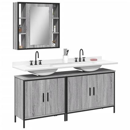 vidaXL 3 pcs conjunto móveis WC derivados de madeira cinzento sonoma