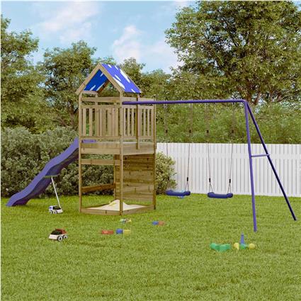 vidaXL Conjunto de brincar para exterior madeira de pinho impregnada