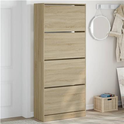 vidaXL Sapateira 4 gavetas articuladas 80x34x187,5 cm carvalho sonoma