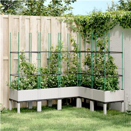 vidaXL Vaso/floreira de jardim c/ treliça 160x120x142,5 cm PP branco