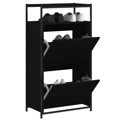 vidaXL Sapateira 60x34x112 cm derivados de madeira preto