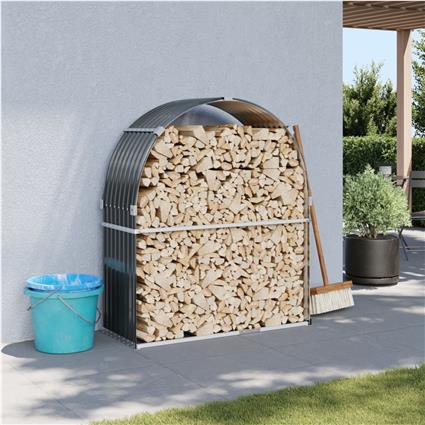 vidaXL Suporte de lenha 120x45x140 cm aço galvanizado antracite