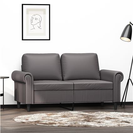 vidaXL Sofá de 2 lugares 120 cm couro artificial cinza