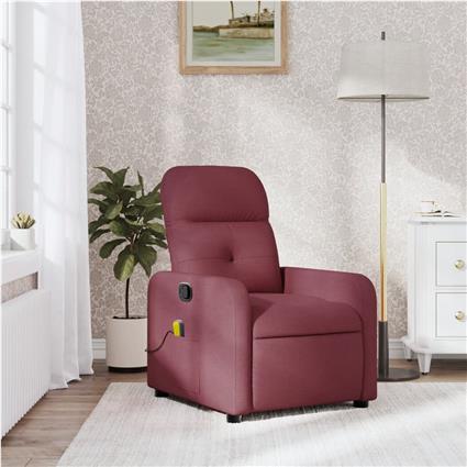 vidaXL Poltrona de massagens reclinável tecido vermelho tinto