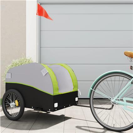 vidaXL Reboque para bicicleta 45 kg ferro preto e verde