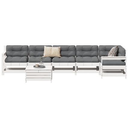 vidaXL 7 pcs conjunto de sofás para jardim pinho maciço branco