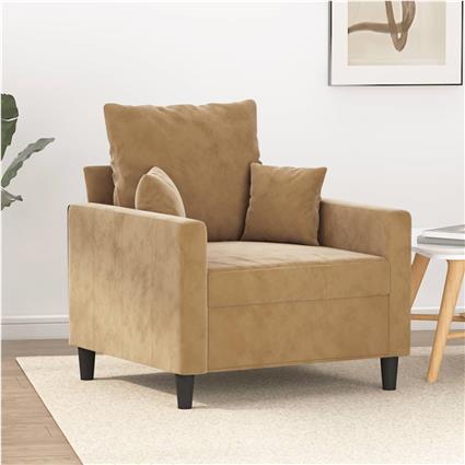 vidaXL Poltrona 60 cm veludo castanho