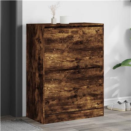 vidaXL Sapateira c/ 2 gavetas articuladas 80x42x108 cm carvalho fumado