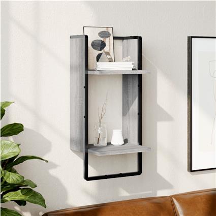 vidaXL Prateleira de parede com barra 30x25x65 cm cinzento sonoma