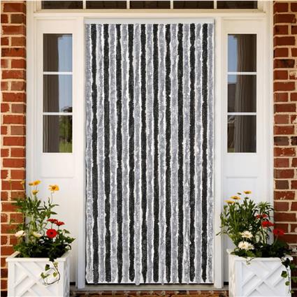 vidaXL Cortina anti-insetos 90x220 cm chenille cinzento e preto