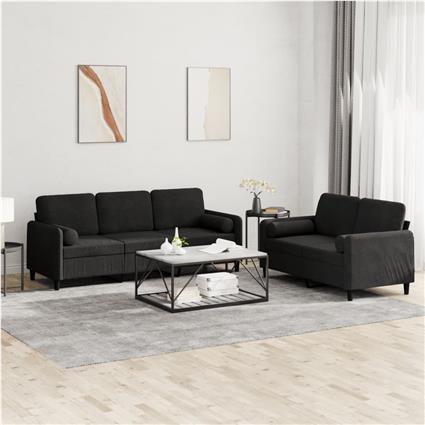 vidaXL 2 pcs conjunto de sofás com almofadas veludo preto