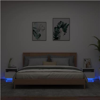vidaXL Mesas de cabeceira com luzes LED 2 pcs 40x39x37 cm branco