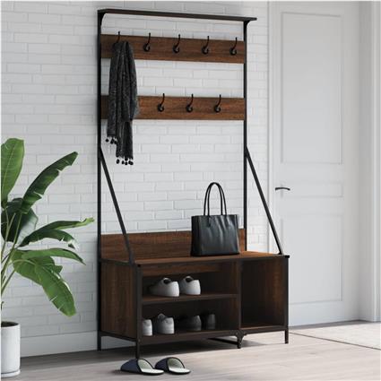 vidaXL Bengaleiro c/ arrumação calçado 100x41x184 cm carvalho castanho