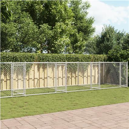 vidaXL Jaula para cão com portas 12x2x1,5 m aço galvanizado cinzento