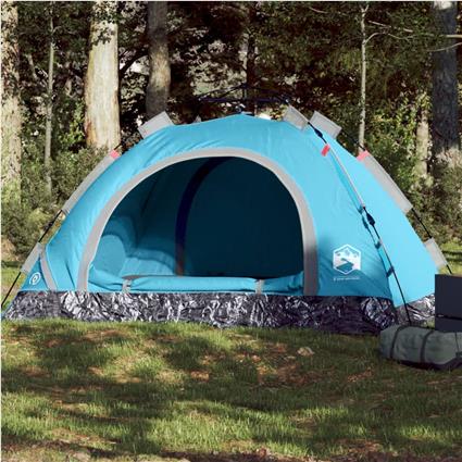 vidaXL Tenda de campismo para 4 pessoas libertação rápida azul