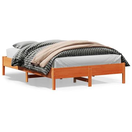 vidaXL Estrutura de cama 140x200 cm madeira pinho maciça castanho cera