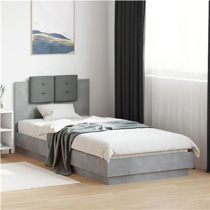 vidaXL Estrutura de cama c/ cabeceira derivados madeira cinza-cimento