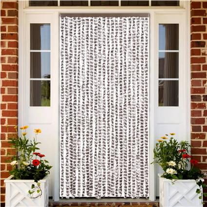 vidaXL Cortina anti-insetos 90x200cm chenille cinza-acastanhado/branco