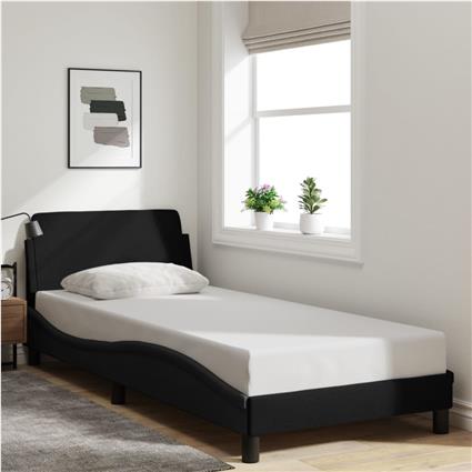 vidaXL Estrutura de cama c/ cabeceira tecido 90x190 cm preto